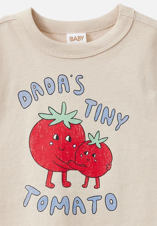Cotton On - Bobbi Short Sleeve Graphic Tee - Rainy Day/Tiny Tomatoe