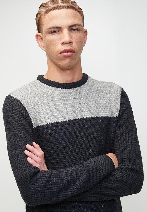 Brave Soul - Crew Neck Jumper - Silver Grey Marl/Midnight Navy