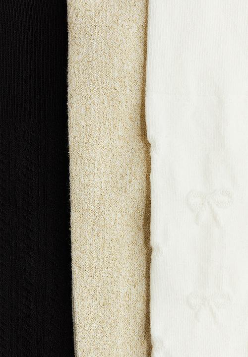 H&M - 3-Pack tights - black/gold-coloured