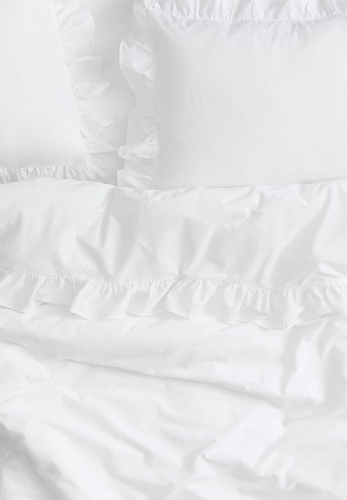 H&M - Flounced double/king duvet cover set - white
