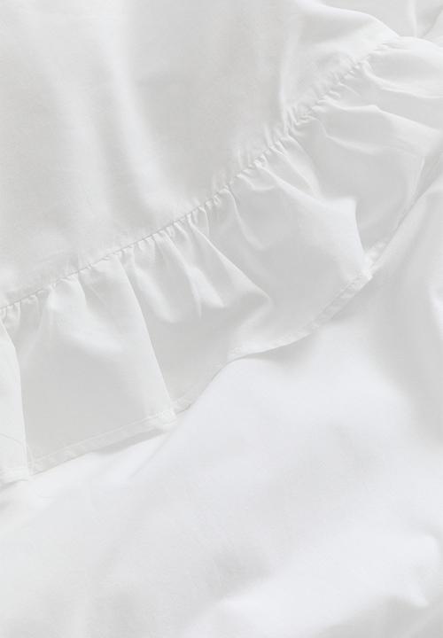 H&M - Flounced double/king duvet cover set - white