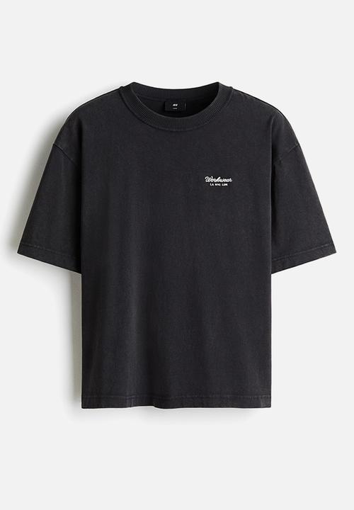 H&M - Loose fit printed T-shirt - black/workwear