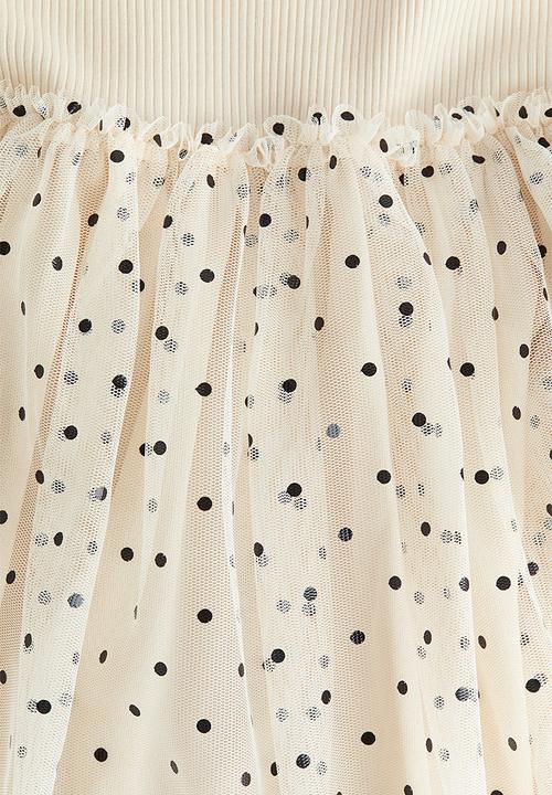 H&M - Tulle dress - light beige/spotted