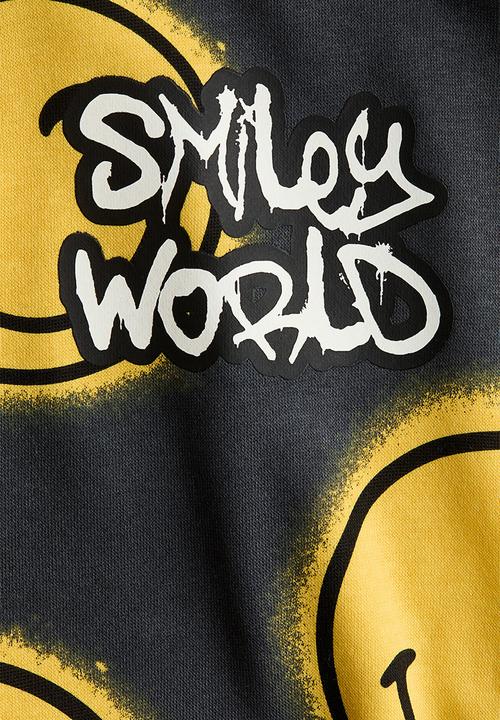 H&M - Printed hoodie - black/smileyworld