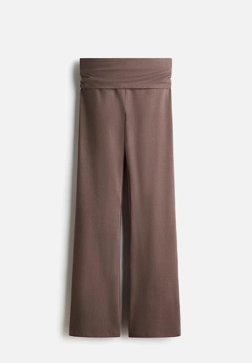 H&M - Foldover-waist cotton trousers - dark mole