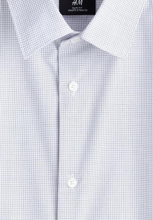 H&M - Slim fit shirt - white/grey checked