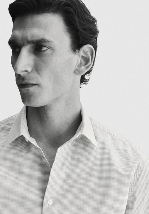 H&M - Slim fit shirt - white/grey checked