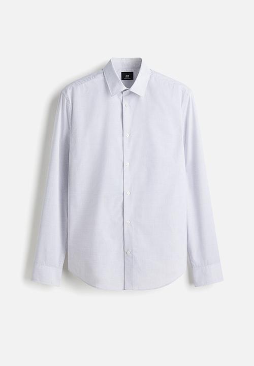 H&M - Slim fit shirt - white/grey checked
