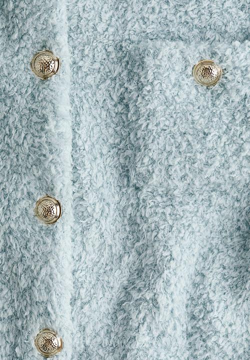 H&M - Short-sleeved teddy cardigan - light turquoise