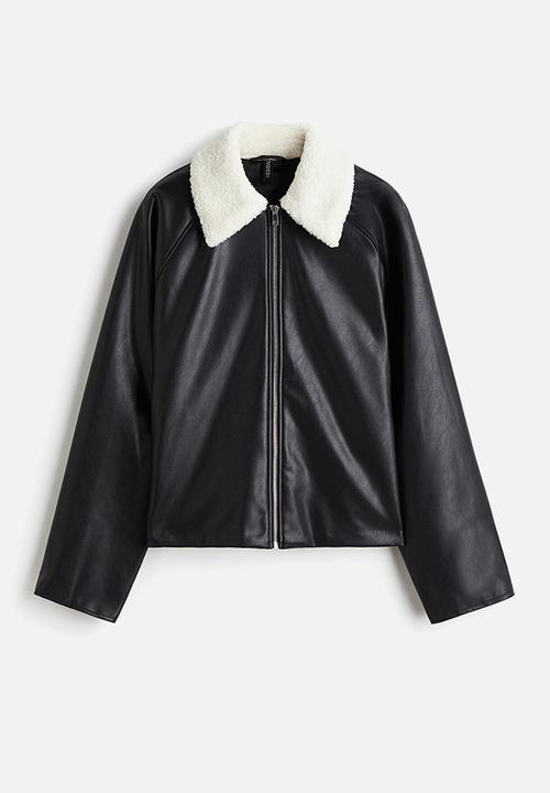 H&M - Teddy-collared jacket - black