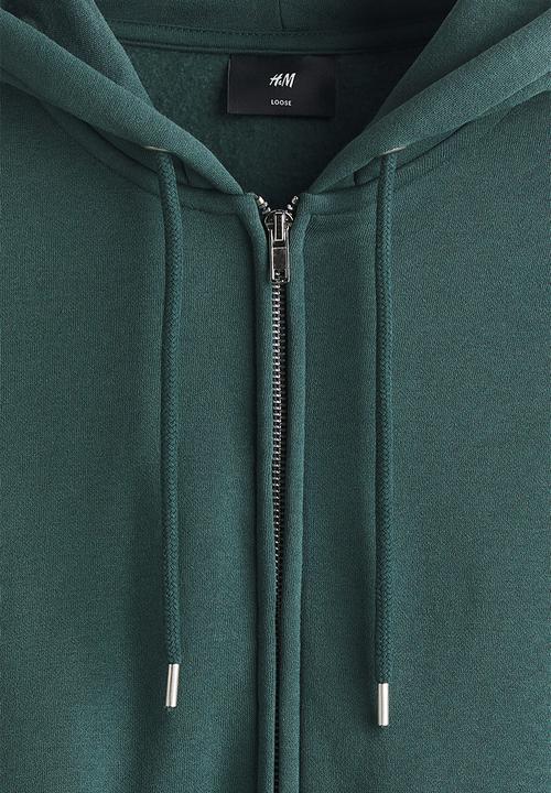 H&M - Loose  fit zip-through hoodie - dark teal
