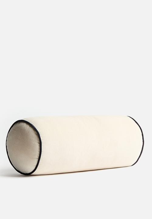 H&M - Velvet bolster - light beige/black