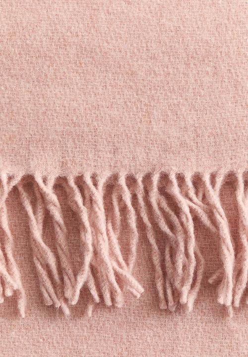 H&M - Fringed wool-blend blanket - pink