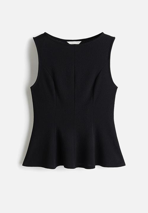 H&M - Sleeveless peplum top - black