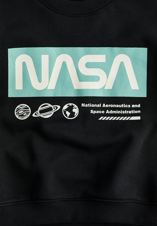 H&M - Printed sweatshirt - black/nasa