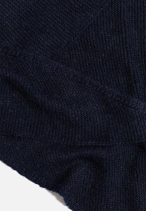 H&M - Garter-stitched triangle scarf - dark blue