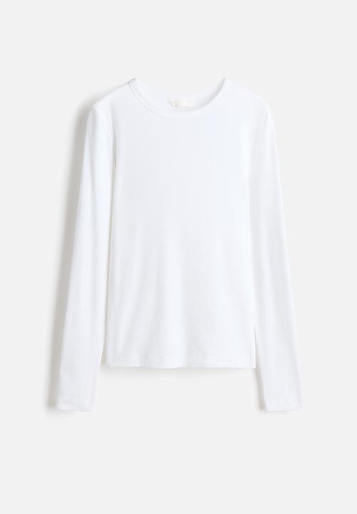 H&M - Ribbed cotton-blend top - white