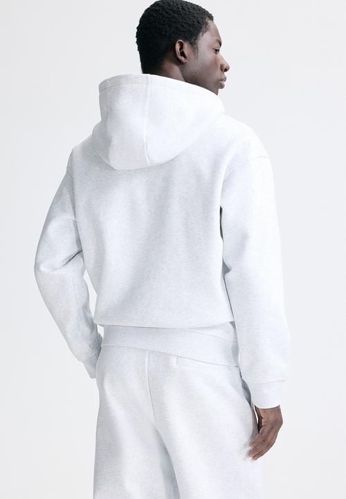 H&M - Loose fit boxy zip-through hoodie - light grey marl/fortes fortuna