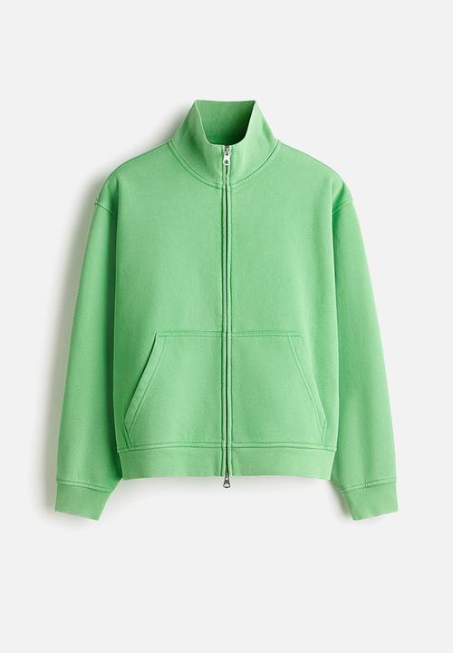 H&M - Loose fit boxy zip-through sweatshirt - bright green
