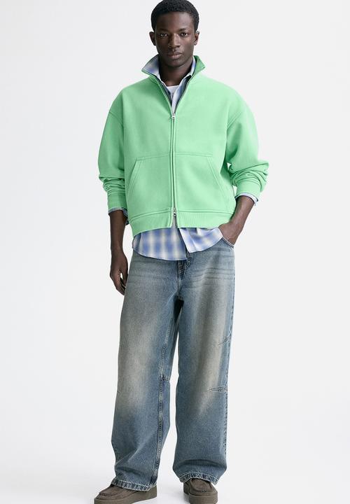 H&M - Loose fit boxy zip-through sweatshirt - bright green