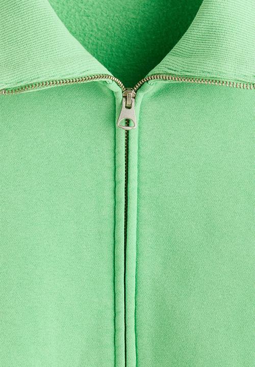H&M - Loose fit boxy zip-through sweatshirt - bright green