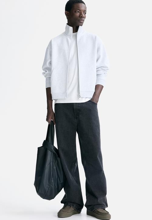 H&M - Loose fit boxy zip-through sweatshirt - light grey marl