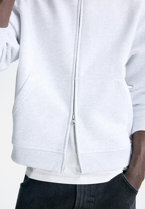 H&M - Loose fit boxy zip-through sweatshirt - light grey marl