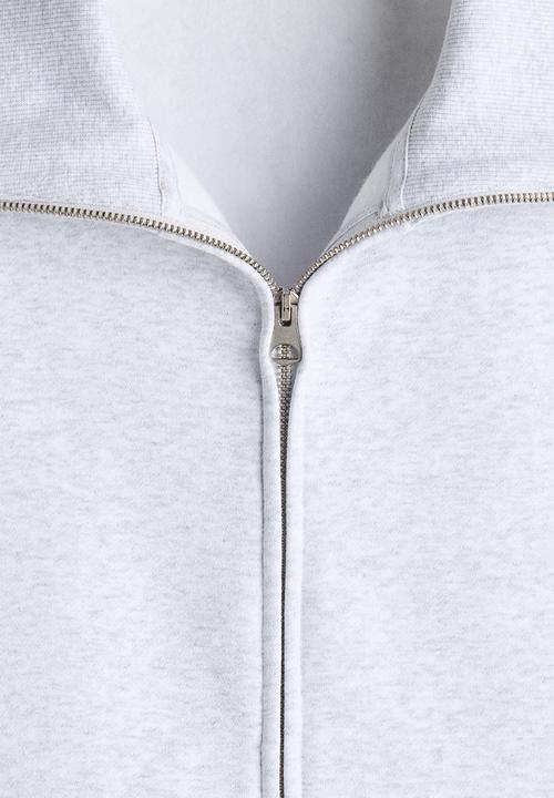 H&M - Loose fit boxy zip-through sweatshirt - light grey marl