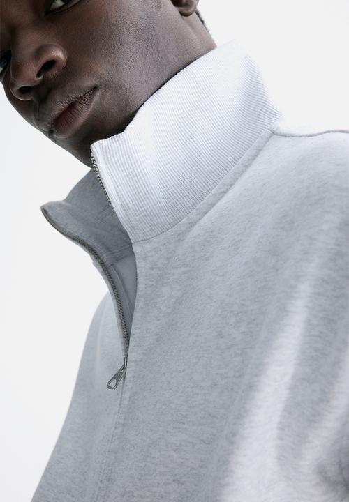H&M - Loose fit boxy zip-through sweatshirt - light grey marl