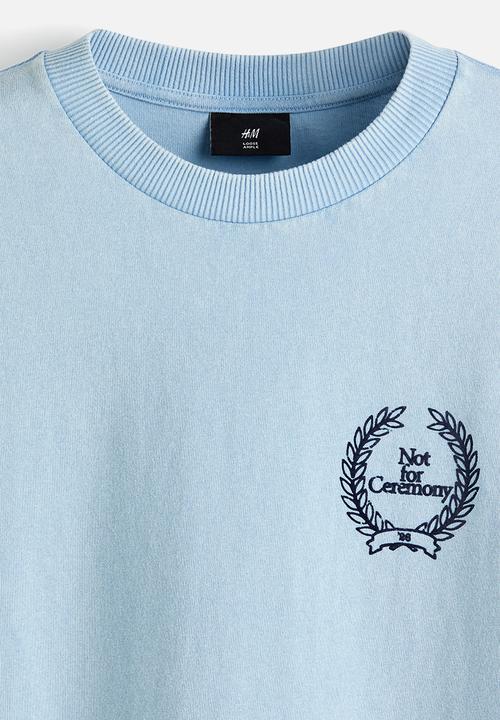 H&M - Loose fit T-shirt - light blue/not for ceremony