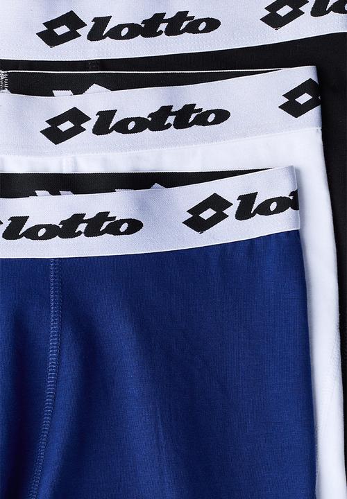 H&M - Lotto H&M: 3-pack print-motif cotton trunks - blue/lotto
