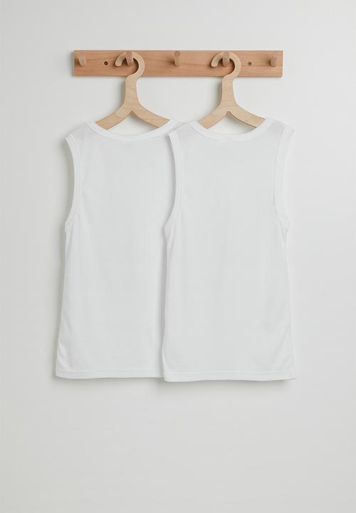 Pop Candy - Tween boys 2 pack sleeveless spencer - white