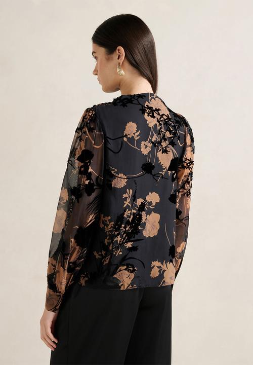 Forever New - Amaya drape blouse - black/brown