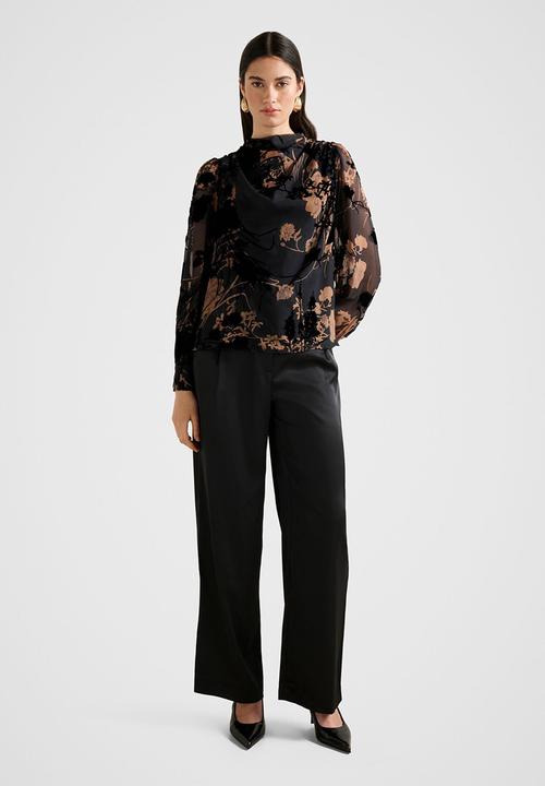 Forever New - Amaya drape blouse - black/brown