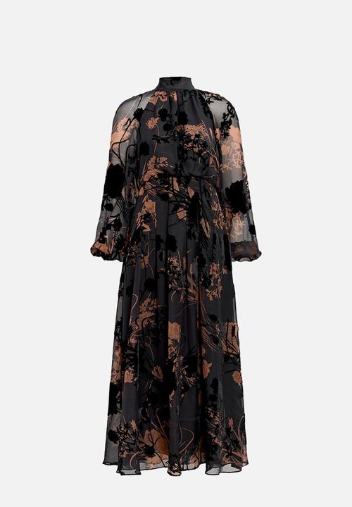 Forever New - Janelle velvet burnout maxi dress - black/brown