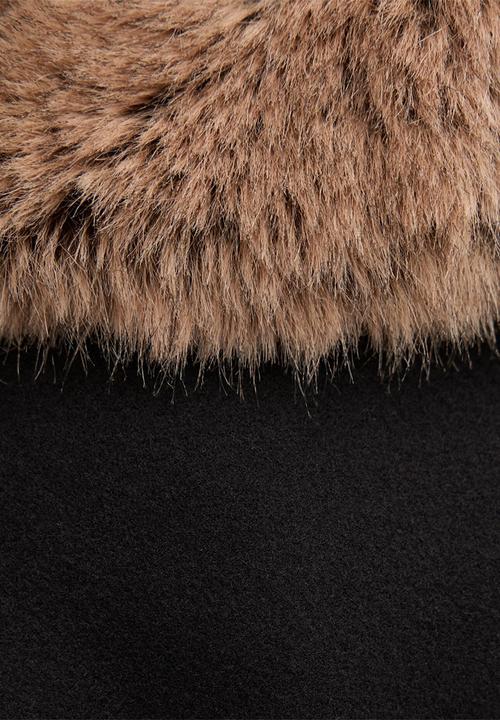 Forever New - Shelby faux fur collar coat in black & camel