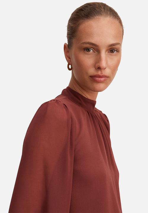 Forever New - Deja sheer blouse - chocolate truffle