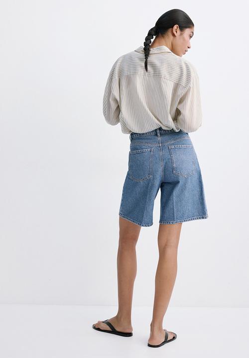 MANGO - Bermudas camilla - open blue