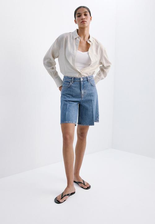 MANGO - Bermudas camilla - open blue