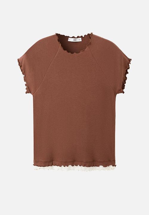 MANGO - T-shirt curlita  -  brown