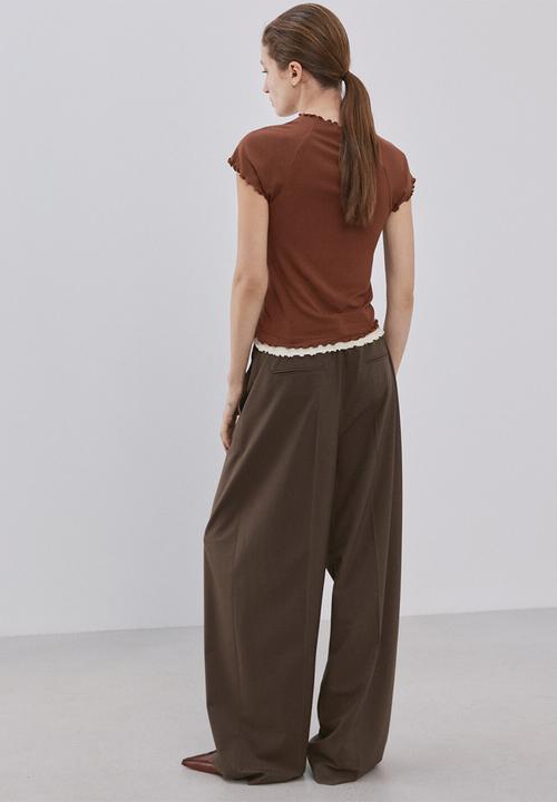 MANGO - T-shirt curlita  -  brown