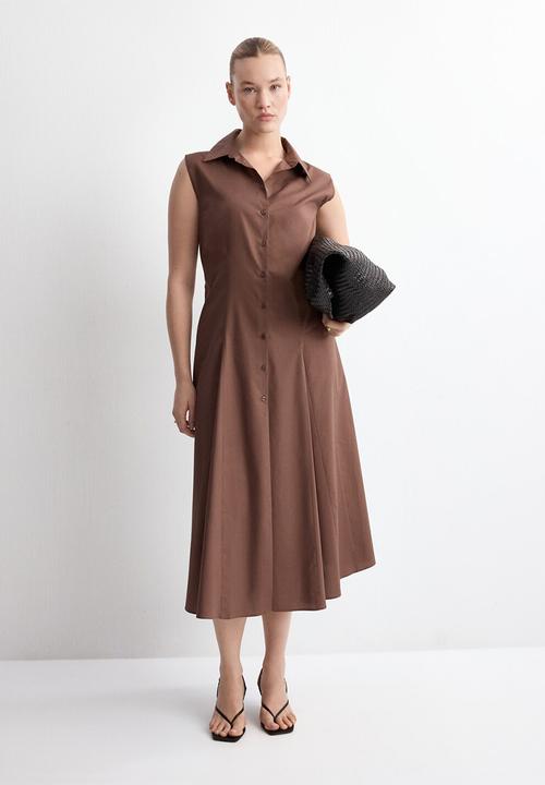 MANGO - Dress lala - brown