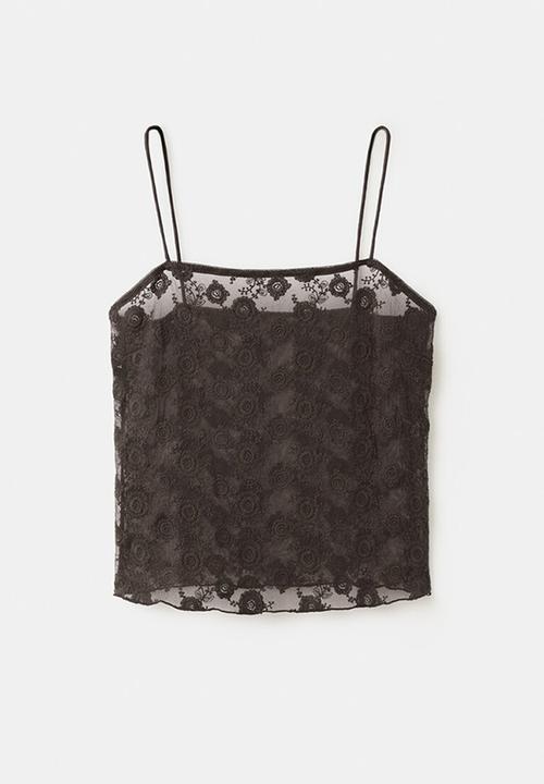 MANGO - Top lacey - khaki