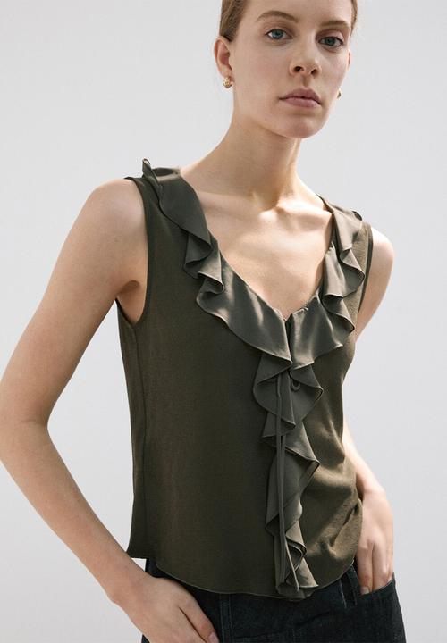 MANGO - Top voland - khaki