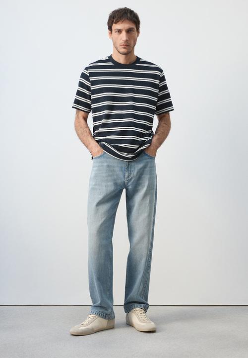 MANGO - T-Shirt Garir - Navy