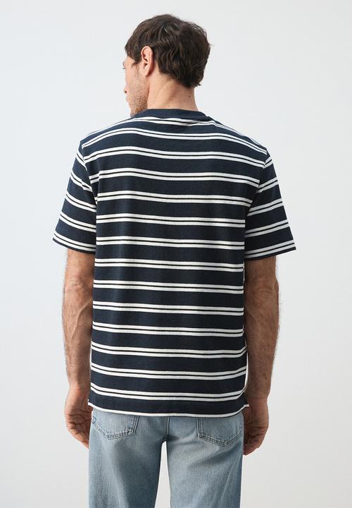 MANGO - T-Shirt Garir - Navy