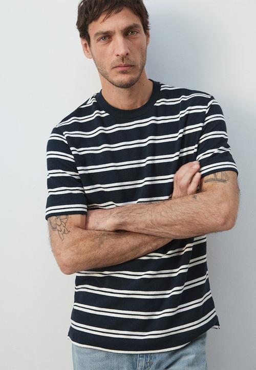 MANGO - T-Shirt Garir - Navy