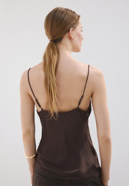 MANGO - Top lotus - dark brown