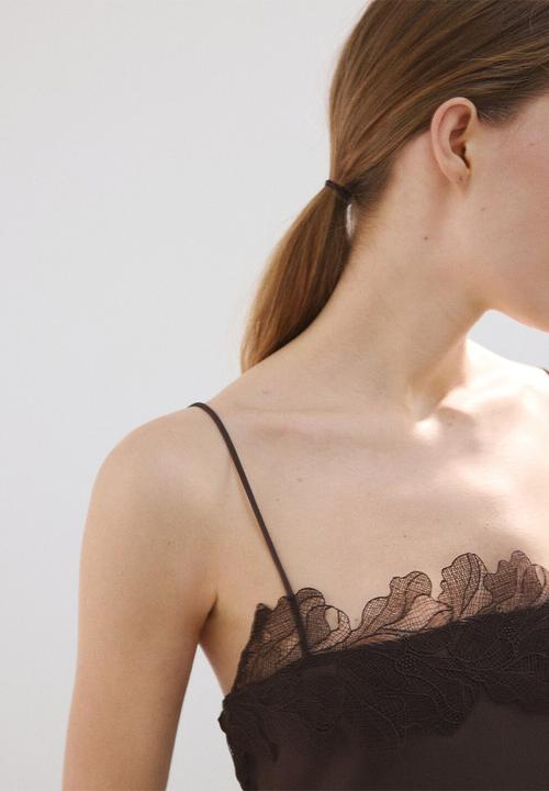 MANGO - Top lotus - dark brown