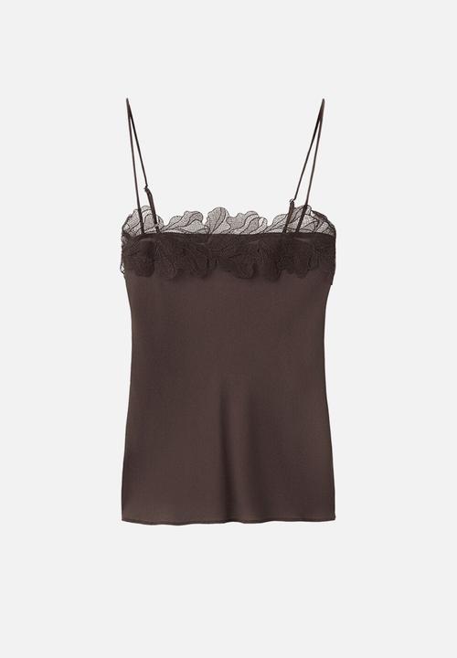 MANGO - Top lotus - dark brown